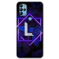 GM 21 Pro Kılıf HD Desen Baskılı Arka Kapak - Dark Neon Yaprak L Harfi + Kırılmaz Cam