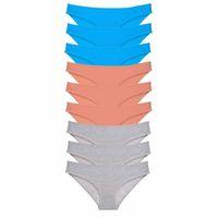 9 adet Süper Eko Set Likralı Kadın Slip Külot Pudra Gri Mavi