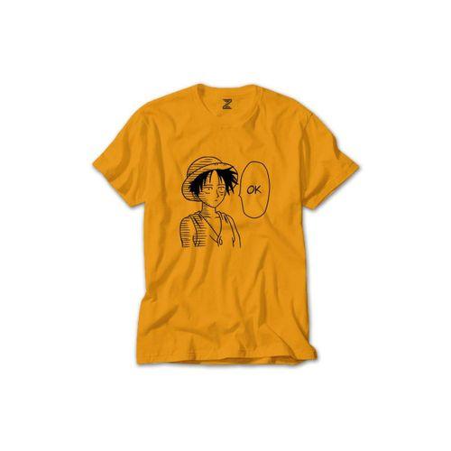 One Piece Luffy Ok Renkli Tişört Sarı Renkli