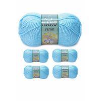 5 Adet Vizon Premium Akrilik El Örgü İpi Yünü Renk No:214 Ufuk Mavisi