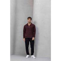 Eric Relax Fit Yarım Fermuar Polo Yaka Selanik Sweatshirt Bordo - Roy Kadife Beli Lastikli Jogger Pantolon Siyah