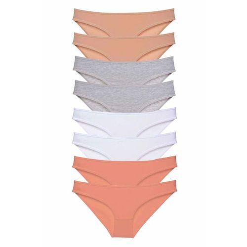 8 adet Süper Eko Set Likralı Kadın Slip Külot Ten Gri Beyaz Pudra