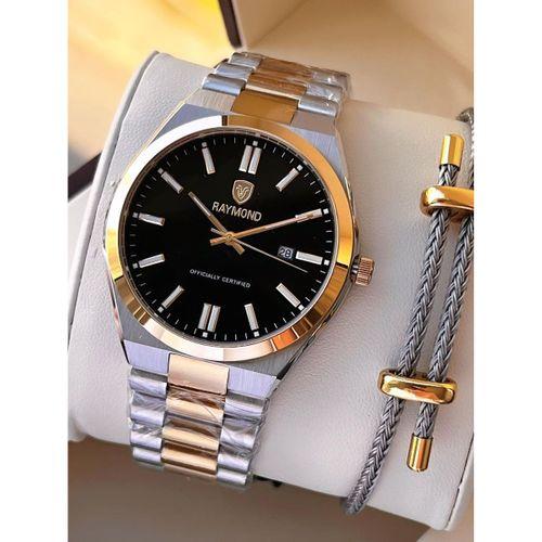 Raymond Nişan Ve Damatlara Özel Çelik Kordon 2 Yıl Garantili 5 Atm Erkek Kol Saati+Bileklik RMD.27