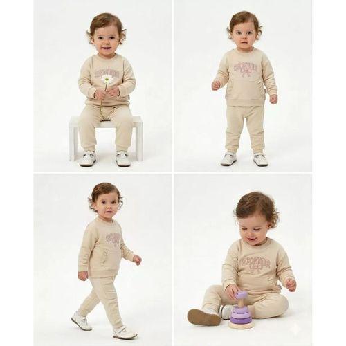 6/24 Ay Fırfır Detaylı Penye Bebek Takımı