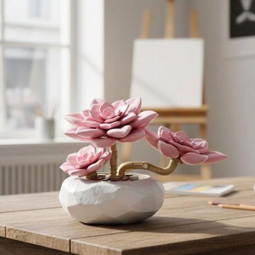 P655064 PEMBE NİLÜFER SUKULENT MODEL 82 PARÇA BLOCK OYUNCAK