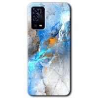 Oppo A55 Kılıf HD Desen Baskılı Arka Kapak + Temperli Cam - Mavi Buzul