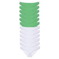 12 Adet Eko Set Likralı Kadın Slip Külot Yeşil Beyaz