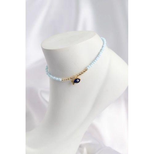 Mavi Renk Boncuklu Balık Figürlü Halhal