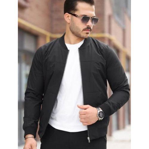 Erkek İçi Astarlı Su Geçirmez Bomber Mevsimlik Ceket - Siyah