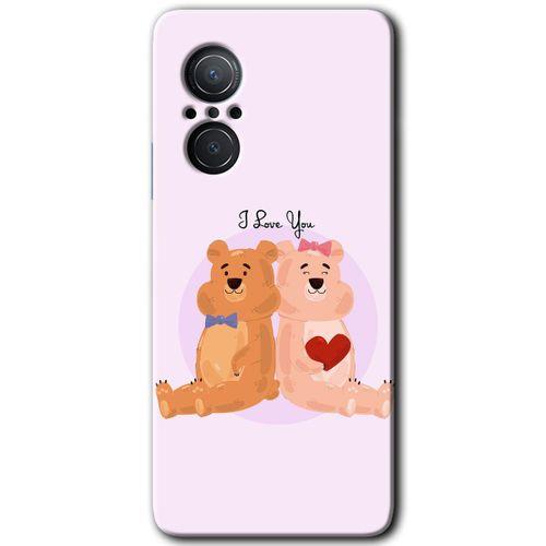 MRCİLETİSİM Huawei Nova 9 SE Kılıf HD Desen Baskılı Arka Kapak+Temperli Cam - Sevgili Ayıcık