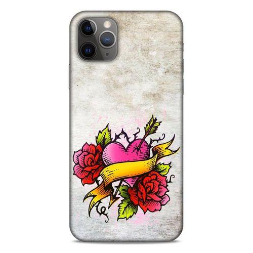 Lopard Apple Iphone 11 Pro Max Uyumlu Kılıf Tattoo's (12) Koruyucu Silikon Gri Pembe