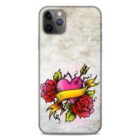 Lopard Apple Iphone 11 Pro Max Uyumlu Kılıf Tattoo's (12) Koruyucu Silikon Gri Pembe