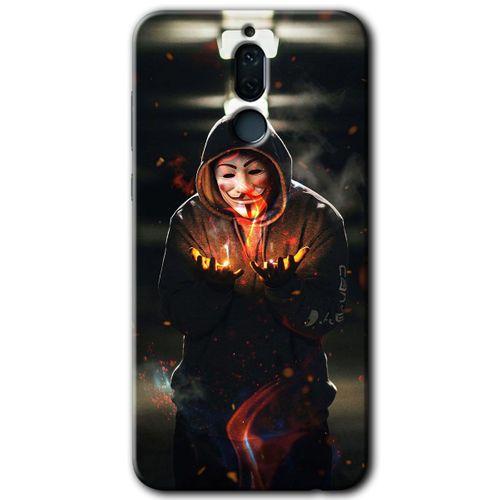 Huawei Mate 10 Lite Kılıf Baskılı Kapak - V for Fire + 5D Tam Kaplayan Cam