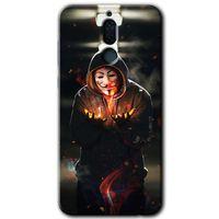 Huawei Mate 10 Lite Kılıf Baskılı Kapak - V for Fire + 5D Tam Kaplayan Cam