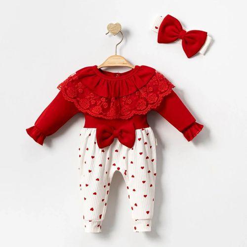 Dantel Yaka Kız Bebek Tulumu % 100 Pamuk