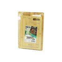 İ22-196 2 Parça Set Düz Kenarlı Kanallı Oval Kulplu Ahşap Bambu Kesim Panosu 18x28x1cm 22x32x1cm