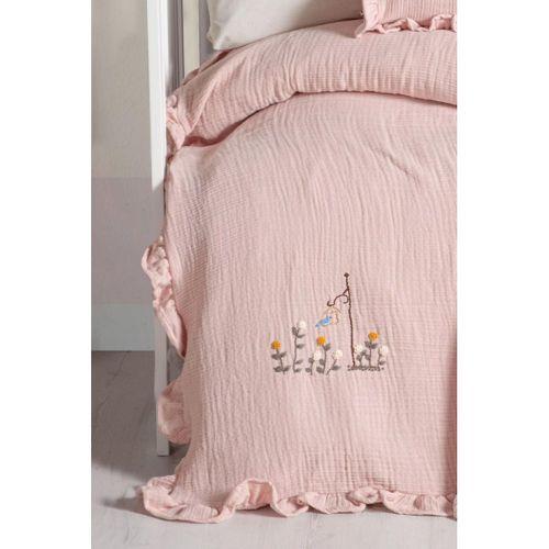 Kanz 4 Kat Hand Made Fırfırlı Müslin Örtü Seti Knz-020 Pudra