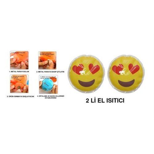 Kalp Emoji Cep Sobası,El Isıtıcı,2 Adet Sıcak Su Torbası Pvc 9Cm