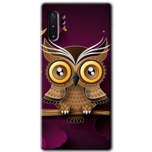 Samsung Galaxy Note 10 Plus HD Baskılı Kılıf + 9D Tam Ekran Koruyucu - Owl Bird Branch