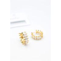 Taşlı Halka Küpe - Altın