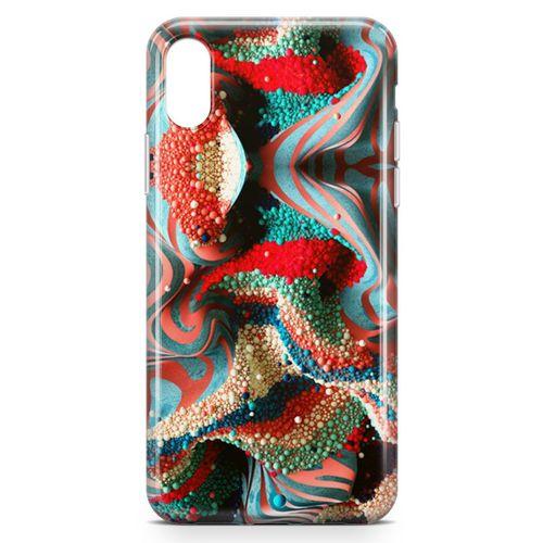 Apple iPhone XS Kılıf Kabartma İnciler Arka Kapak Koruma Desenli Full Koruyucu