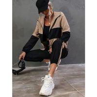 Kadın Uzun Kollu Kapşonlu önden Fermuarlı Viskon Iki Iplik Bluz Ve Pantolon Ikili Takım