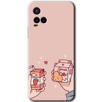 Vivo Y21 HD Baskılı Kılıf + 9D Tam Ekran Koruyucu - Meyveli Süt