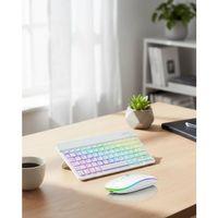 Aydınlatmalı Kablosuz Klavye Mouse Seti Bluetooth Bağlantılı Çoklu Cihaz Uyumlu
