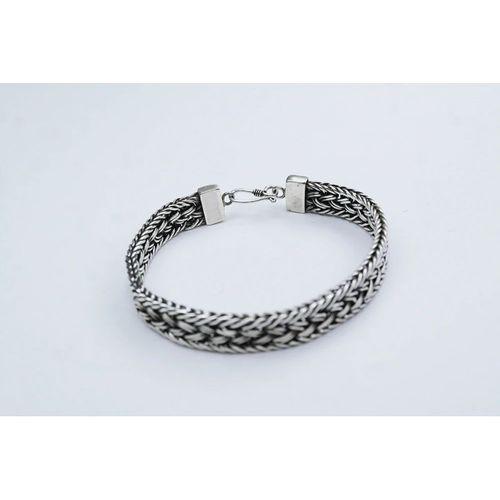 El Örmesi Papağan Kilitli Gümüş Erkek Bileklik