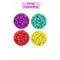 Dökme Cam Kum Boncuk Büyük Boy (6/0) 4 mm - 4 Renk - Toplam 80 Gram - BNC411
