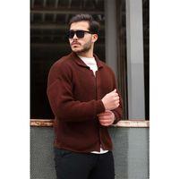 Oversize Selanik Örgü Düğmeli Erkek Hırka- KoyuKahve