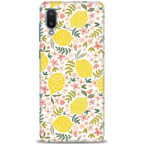 Samsung Galaxy A02 Kılıf HD Baskılı Kılıf - Limon ve Çiçekler + Tam Ekran Koruyucu