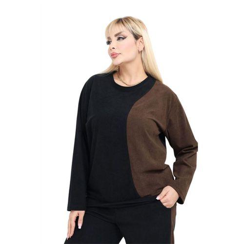 Melsay Butik Siyah Acı Kahve Fitilli Kadife Yarım Garni Kadın Eşofman Takımı