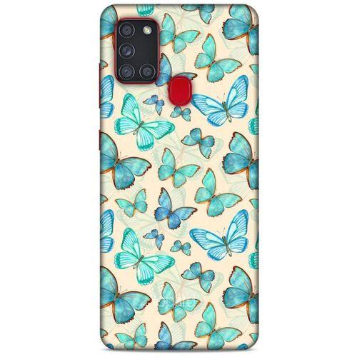 Samsung Galaxy A21s Kılıf Kelebek Etkisi (13) Silikon Kap Lacivert