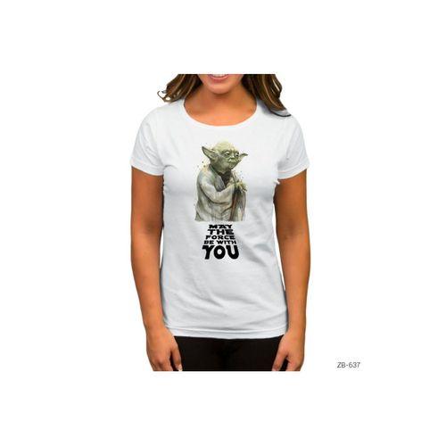 Star Wars Yoda May the Force Be With You Beyaz Kadın Tişört