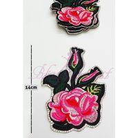 FdayAksesuar Pembe Çiçek Desenli Taşlı Ütü İle Yapışan Aplik