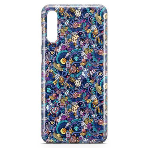 Samsung Galaxy A70 Kılıf Space Doodle Arka Kapak Koruma Desenli Full Koruyucu