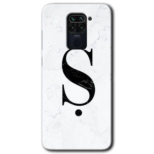 Xiaomi Redmi Note 9 Kılıf Baskılı Kapak - Beyaz Mermer Desenli Ş Harfi + 5D Tam Kaplayan Cam