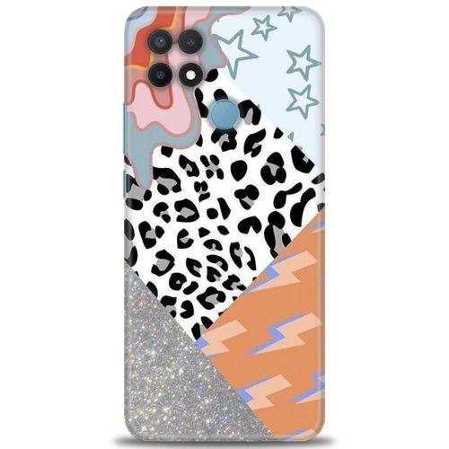 Oppo A15S Kılıf HD Baskılı Kılıf - Leopar ve Şimşekler + Tam Ekran Koruyucu