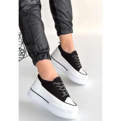 Dalen Siyah Keten Bağcıklı Spor Ayakkabı