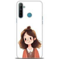 Realme 5i Kılıf HD Baskılı Kılıf - Tatlı Kız + Tam Ekran Koruyucu