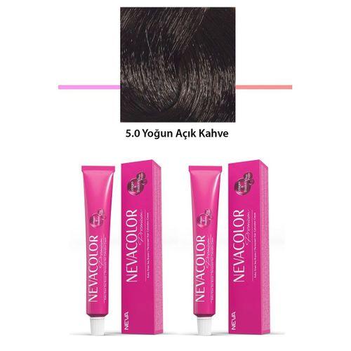 2 li Set Premium 5.0 Yoğun Açık Kahve - Kalıcı Krem Saç Boyası 2 X 50 g Tüp