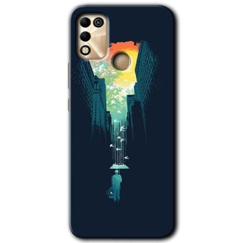 İnfinix Hot 11 Play Kılıf HD Desen Baskılı Arka Kapak - City Bird Sky