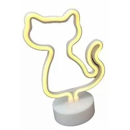 Neon Işıklı Kedi Lamba Pil+usb Pembe Işık Mz-122