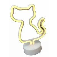 Neon Işıklı Kedi Lamba Pil+usb Pembe Işık Mz-122
