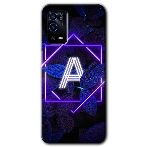 Oppo A55 Kılıf HD Desen Baskılı Arka Kapak - Dark Neon Yaprak A Harfi + Kırılmaz Cam