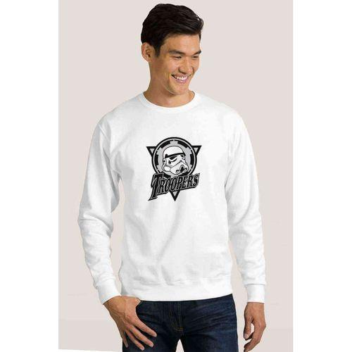 Storm Trooper Baskılı Beyaz Erkek Sweatshirt