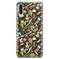 Samsung Galaxy A70s Kılıf Basket Futbol Doodle Arka Kapak Koruma Desenli Full Koruyucu