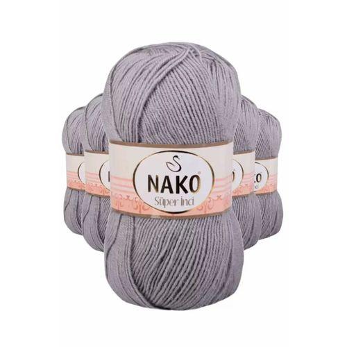 5 Adet Süper İnci El Örgü İpi 100 gr Gri 11538