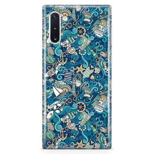 Samsung Galaxy Note 10 Kılıf Doodle Gemi Turları Arka Kapak Koruma Desenli Full Koruyucu